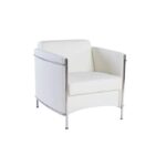 White Single-Seater Office Sofa with Chrome Frame in Qatar