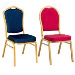 Blue and Pink Upholstered Banquet Chairs with Gold Frames in Qatar
