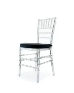 Clear Acrylic Chiavari Chair with Black Cushion in Qatar