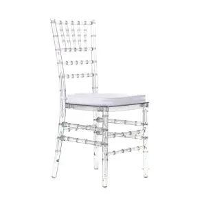 Clear Acrylic Chiavari Chair with White Cushion in Qatar