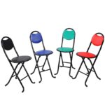 Colorful Padded Folding Chairs with Black Metal Frames in Qatar