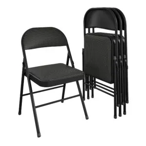 Black Padded Folding Chair with Metal Frame in Qatar