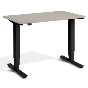 Light Wood Height Adjustable Desk with Black Frame in Qatar