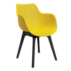 Yellow Plastic Restaurant Chair with Armrests in Qatar
