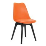 Orange Plastic Restaurant Chair with Black Legs in Qatar