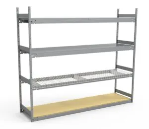 Grey Four-Tier Metal Shelving Unit with Wire Shelf in Qatar