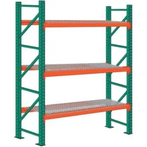 Green and Orange Three-Tier Industrial Shelving Rack in Qatar
