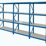 Blue Triple-Bay Metal Shelving Unit with Four Tiers in Qatar