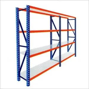 Blue and Orange Double-Bay Industrial Shelving Rack in Qatar
