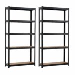 Pair of Black Five-Tier Metal Shelving Units in Qatar