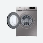 Silver Front-Loading Washing Machine with Open Door in Qatar