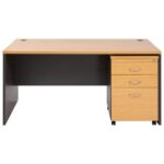 Light Wood Office Desk with Three Drawer Pedestal in Qatar