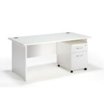 White Office Desk with Mobile Drawer Pedestal in Qatar