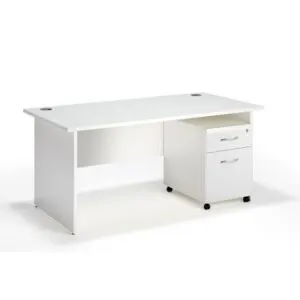 White Office Desk with Mobile Drawer Pedestal in Qatar