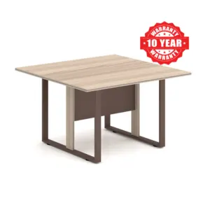 Square Light Wood Meeting Table with Metal Frame in Qatar