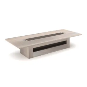 Light Wood Conference Table with Central Cable Management in Qatar