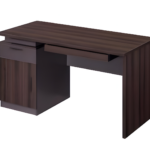 Dark Wood Office Desk with Side Cabinet and Keyboard Tray in Qatar
