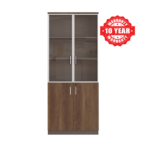 Walnut Office Cabinet with Glass Upper Doors in Qatar