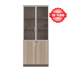 Light Oak Office Cabinet with Glass Upper Doors in Qatar