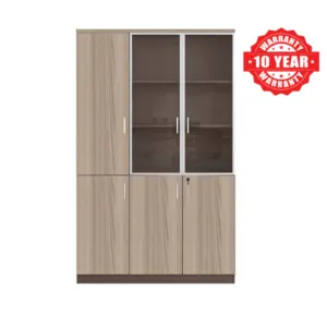 Wooden Office Storage Cabinet with Glass Doors