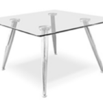 Round Clear Glass Coffee Table with Chrome Legs in Qatar