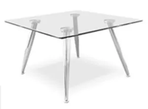 Round Clear Glass Coffee Table with Chrome Legs in Qatar
