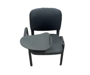 Black Upholstered Training Chair with Black Writing Tablet