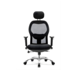 Black Ergonomic Mesh Office Chair with Headrest in Qatar
