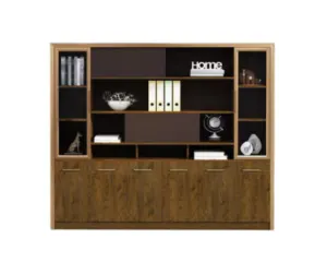 Large Wooden Office Bookshelf With Cabinet