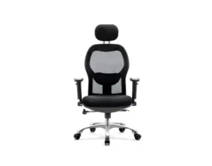 Black Ergonomic Mesh Office Chair with Headrest in Qatar