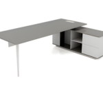 Modern Executive L-Shaped Office Desk With Side Cabinet