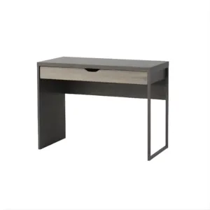Compact Grey Office Desk with Drawer and Metal Frame in Qatar