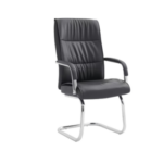 Black Leather High-Back Visitor Chair with Chrome Cantilever Frame in Qatar