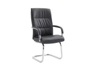 Black Leather High-Back Visitor Chair with Chrome Cantilever Frame in Qatar