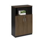 Wooden Low-Height Office Cabinet With Lockable Doors