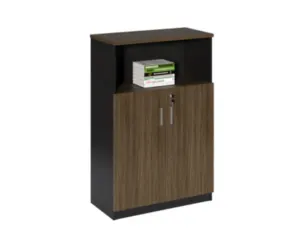 Wooden Low-Height Office Cabinet With Lockable Doors