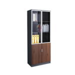 Black and Walnut Office Filing Cabinet with Glass Doors in Qatar