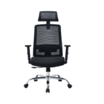 Black Executive Mesh Office Chair with Headrest and Chrome Base in Qatar
