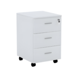 White 3-Drawer Mobile Pedestal Filing Cabinet