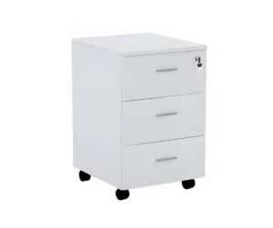 White 3-Drawer Mobile Pedestal Filing Cabinet