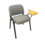 Grey Upholstered Training Chair with Yellow Writing Tablet