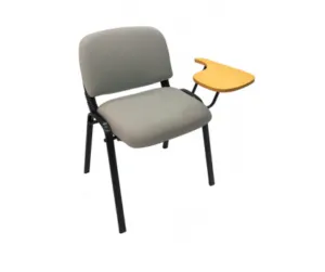Grey Upholstered Training Chair with Yellow Writing Tablet