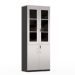 White Office Filing Cabinet with Glass Doors in Qatar