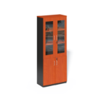Cherry Wood Filing Cabinet with Glass Upper Doors in Qatar