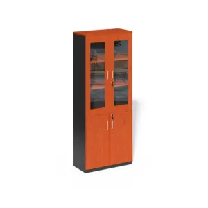 Cherry Wood Filing Cabinet with Glass Upper Doors in Qatar