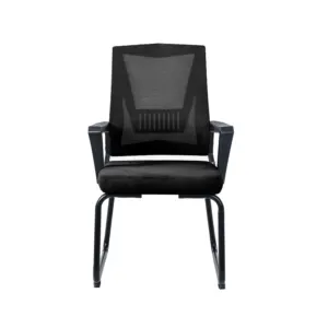 Black Mesh Visitor Office Chair with Fixed Arms in Qatar