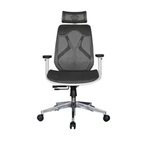 Black Ergonomic Mesh Office Chair with White Frame in Qatar
