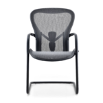 Black Mesh Visitor Chair with Sled Base in Qatar