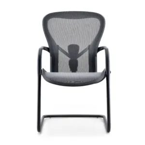 Black Mesh Visitor Chair with Sled Base in Qatar