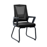 Black Mesh Visitor Chair with Padded Seat and Black Sled Base in Qatar